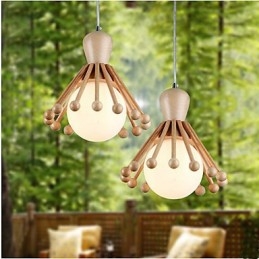 Lampadario a sospensione in legno e bambù nordico semplice 2