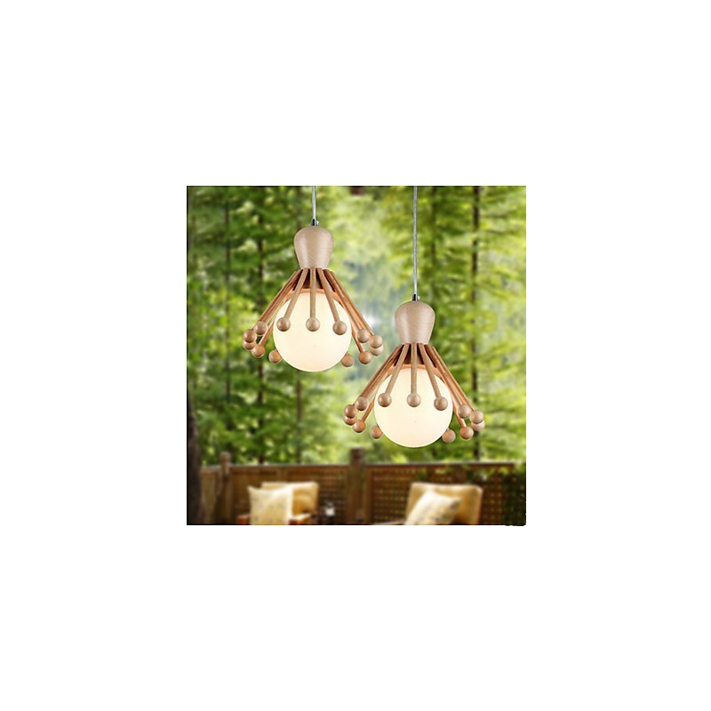 Lampadario a sospensione in legno e bambù nordico semplice 2