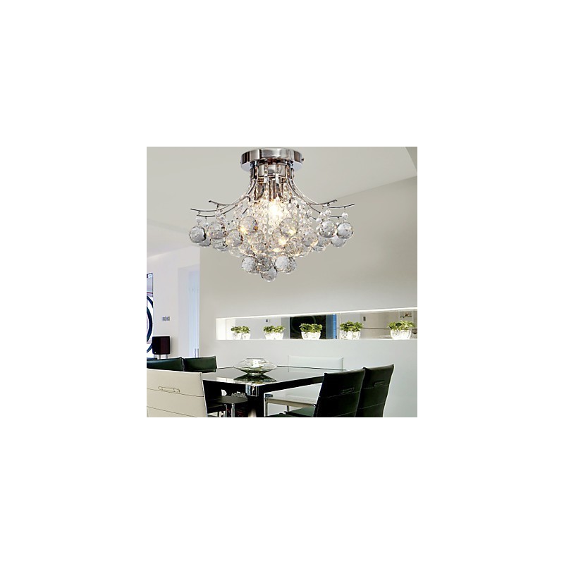 Lampadario a filo moderno in cristallo 3 luci cromo argento