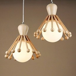 Lampadario a sospensione in legno e bambù nordico semplice 2