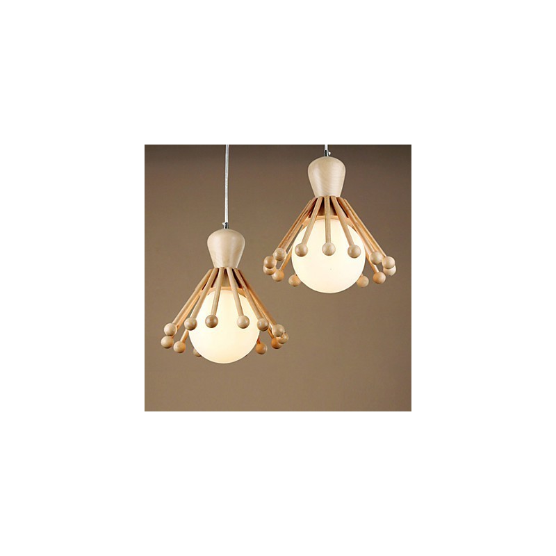Lampadario a sospensione in legno e bambù nordico semplice 2