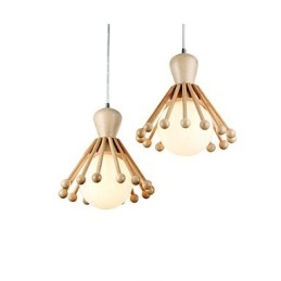 Lampadario a sospensione in legno e bambù nordico semplice 2