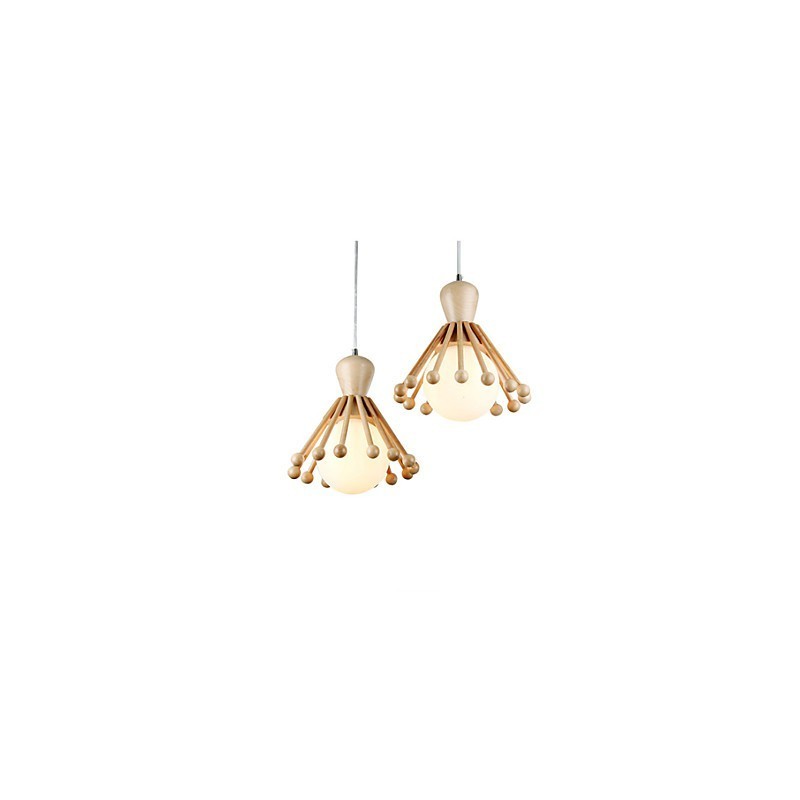 Lampadario a sospensione in legno e bambù nordico semplice 2