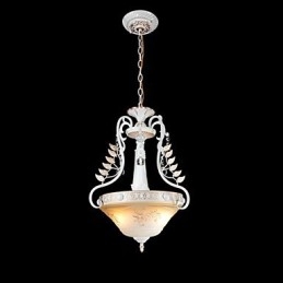 Lampadario a sospensione bianco a 2 luci con paralume in vetro dorato a mano, classico retrò europeo