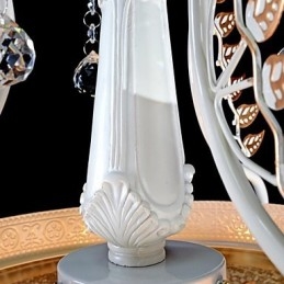 Lampadario a sospensione bianco a 2 luci con paralume in vetro dorato a mano, classico retrò europeo