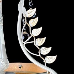 Lampadario a sospensione bianco a 2 luci con paralume in vetro dorato a mano, classico retrò europeo