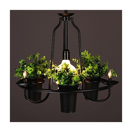 Lampada a sospensione moderna in metallo nero, 3 lampadine, catena regolabile, 50 cm