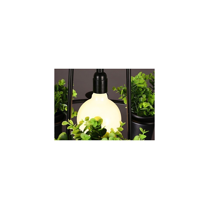 Lampada a sospensione moderna in metallo nero, 3 lampadine, catena regolabile, 50 cm
