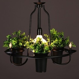Lampada a sospensione moderna in metallo nero, 3 lampadine, catena regolabile, 50 cm