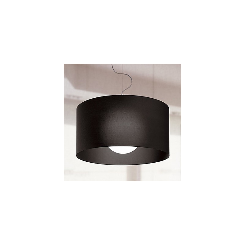 Lampada a sospensione in ferro con paralume in vetro nero