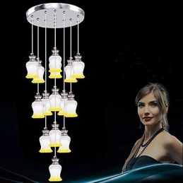 Lampada a sospensione moderna semplice in cristallo, 15 luci
