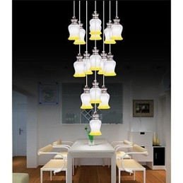 Lampada a sospensione moderna semplice in cristallo, 15 luci