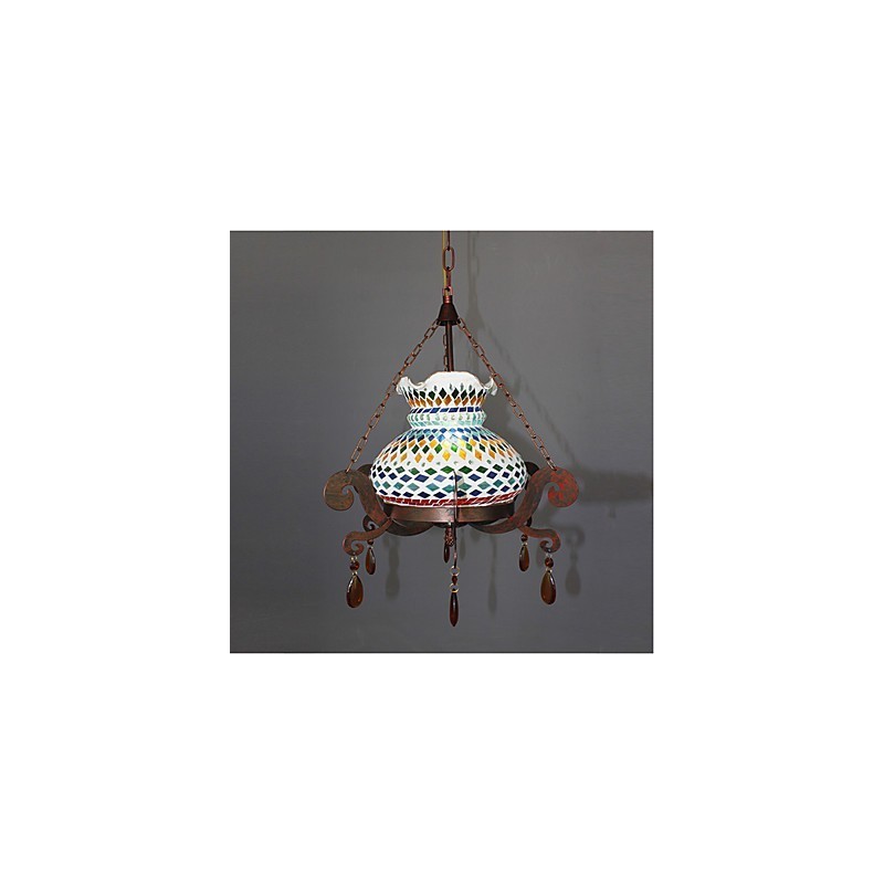 Lampadario a sospensione vintage industriale country 1 punto luce