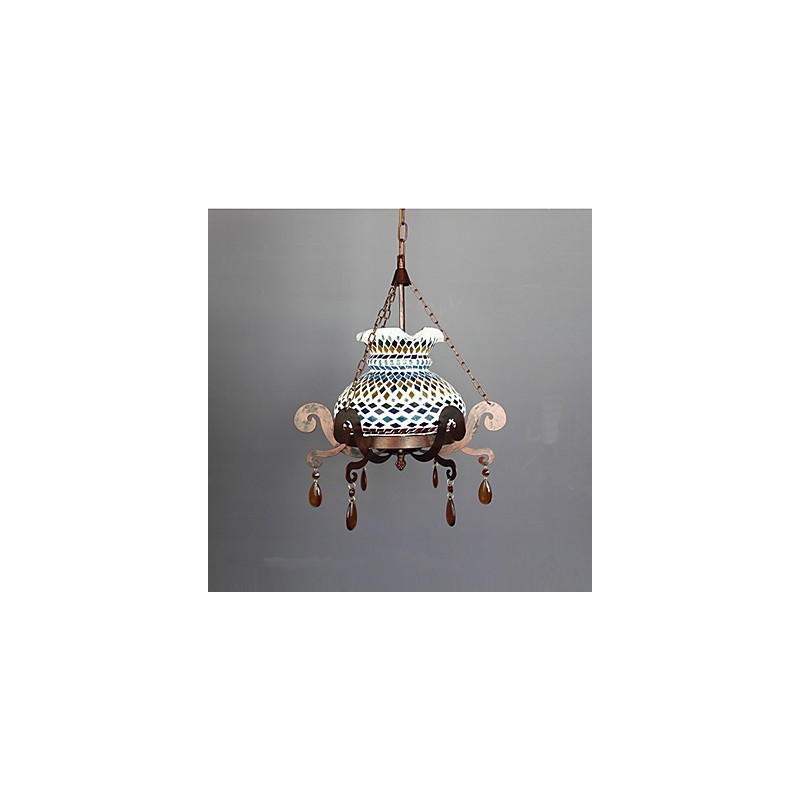 Lampadario a sospensione vintage industriale country 1 punto luce