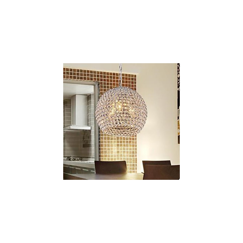 Lampadario a sospensione in cristallo K9 moderno cromato 3 lampadine