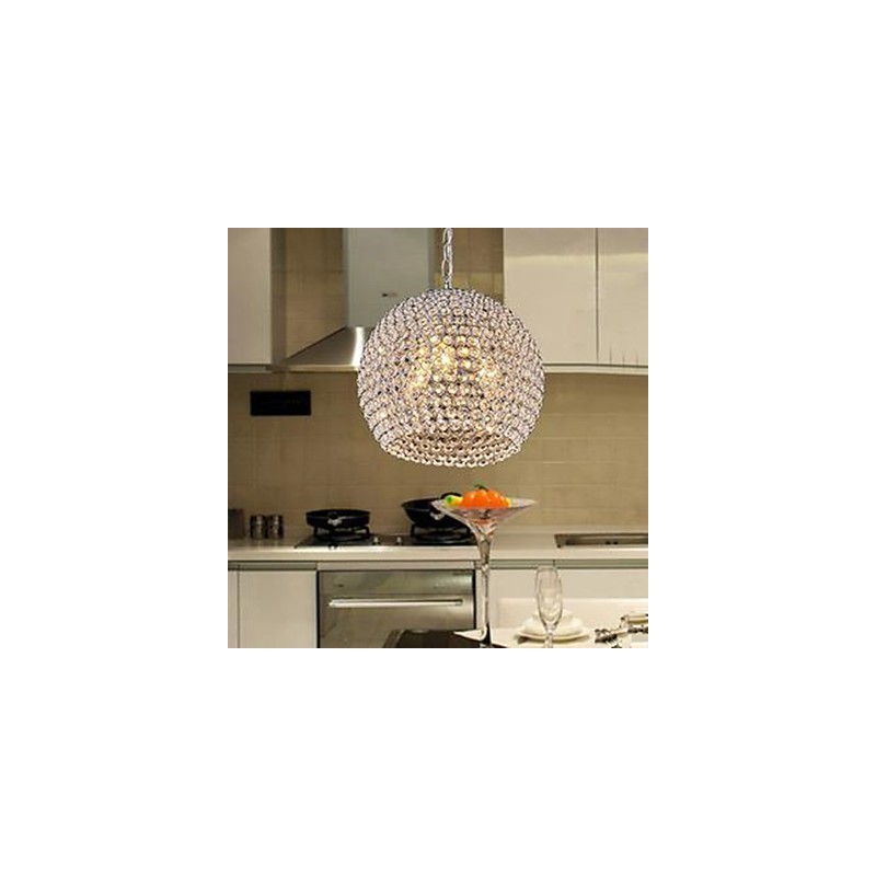 Lampadario a sospensione in cristallo K9 moderno cromato 3 lampadine