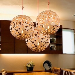 Lampadario a sospensione mini stile lanterna in legno e bambù