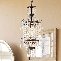 Lampada a sospensione in cristallo nero, stile classico, 1 luce, E12/E14, catena regolabile