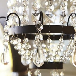 Lampada a sospensione in cristallo nero, stile classico, 1 luce, E12/E14, catena regolabile