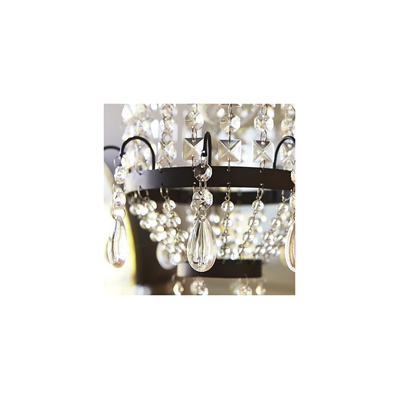 Lampada a sospensione in cristallo nero, stile classico, 1 luce, E12/E14, catena regolabile