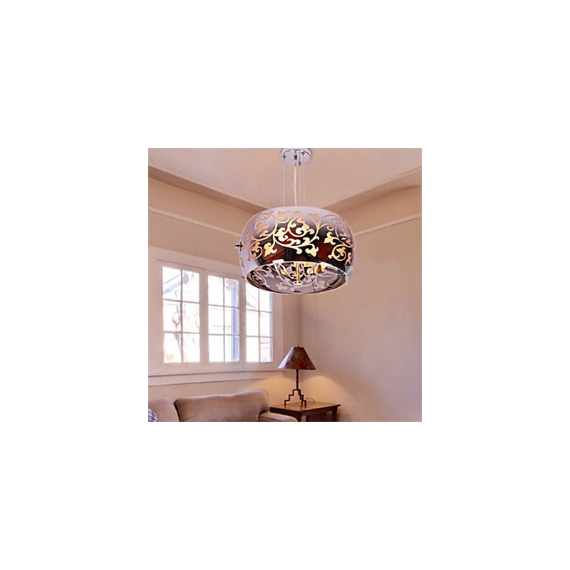 Lampadario a sospensione rustico classico argentato 3 lampadine E26/E27