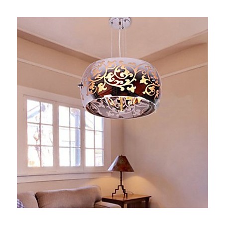 Lampadario a sospensione rustico classico argentato 3 lampadine E26/E27