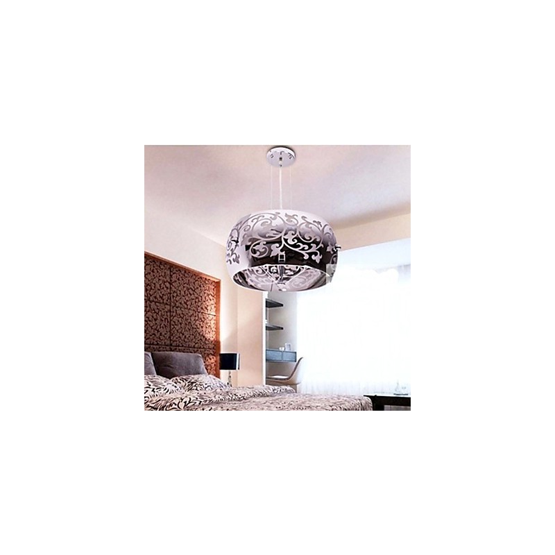 Lampadario a sospensione rustico classico argentato 3 lampadine E26/E27