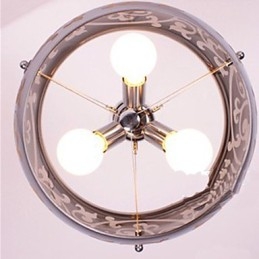 Lampadario a sospensione rustico classico argentato 3 lampadine E26/E27