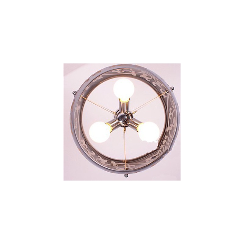 Lampadario a sospensione rustico classico argentato 3 lampadine E26/E27