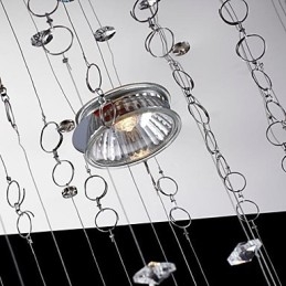 Lampada a sospensione cristallo mini elettroplaccata 2 livelli GU10 trasparente argento