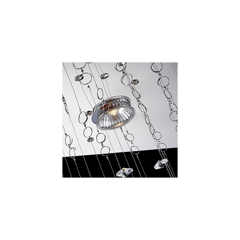 Lampada a sospensione cristallo mini elettroplaccata 2 livelli GU10 trasparente argento