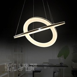 Lampadario a sospensione circolare in acrilico con 2 anelli LED argento e beige