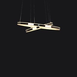 Lampadario a sospensione circolare in acrilico con 2 anelli LED argento e beige