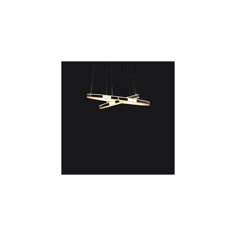 Lampadario a sospensione circolare in acrilico con 2 anelli LED argento e beige