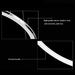 Lampadario a sospensione circolare in acrilico con 2 anelli LED argento e beige