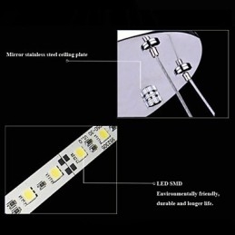 Lampadario a sospensione circolare in acrilico con 2 anelli LED argento e beige