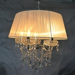 Lampadario a sospensione a 5 luci con fiori e cristalli