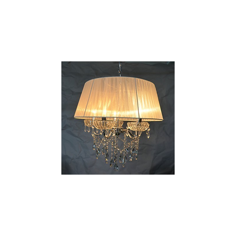 Lampadario a sospensione a 5 luci con fiori e cristalli