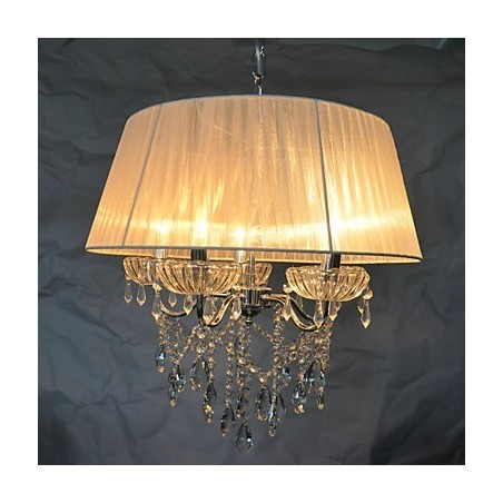 Lampadario a sospensione a 5 luci con fiori e cristalli