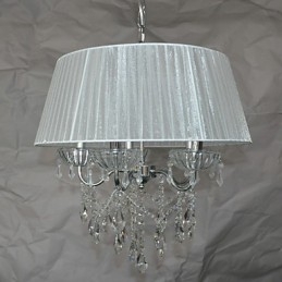 Lampadario a sospensione a 5 luci con fiori e cristalli