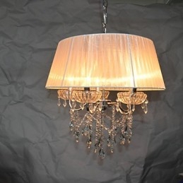 Lampadario a sospensione a 5 luci con fiori e cristalli