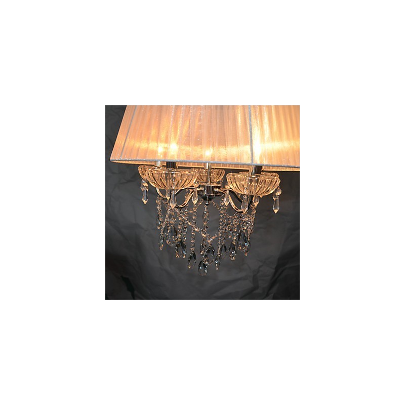 Lampadario a sospensione a 5 luci con fiori e cristalli
