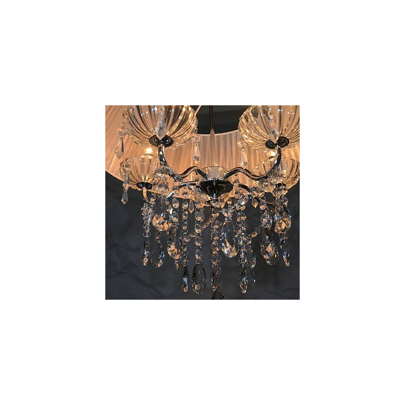 Lampadario a sospensione a 5 luci con fiori e cristalli