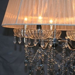 Lampadario a sospensione a 5 luci con fiori e cristalli