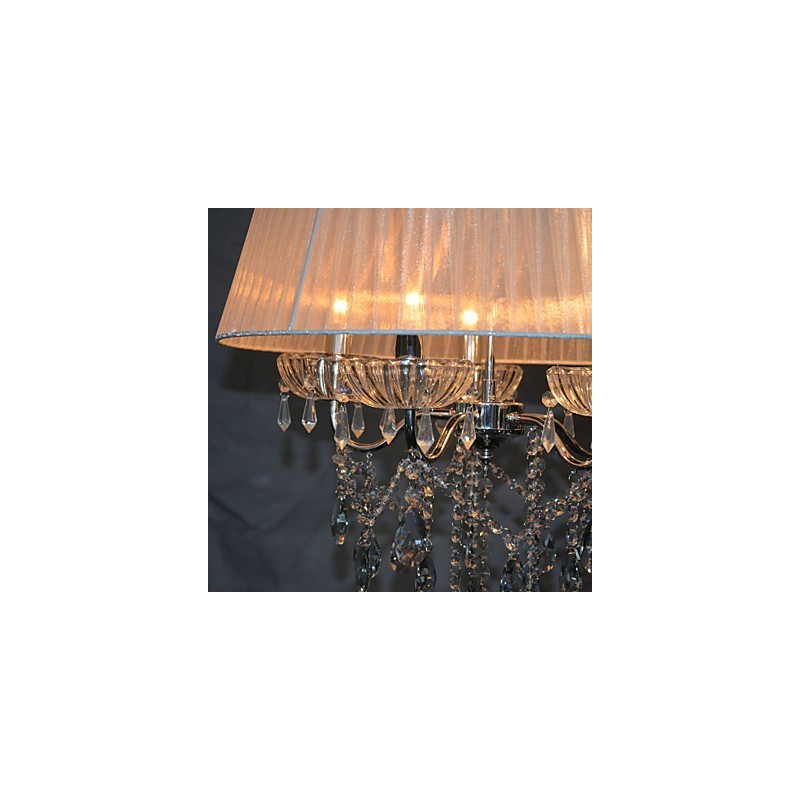 Lampadario a sospensione a 5 luci con fiori e cristalli