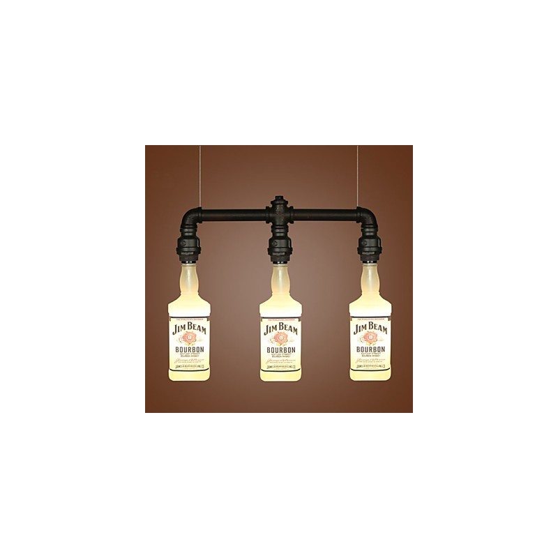 Lampada a sospensione Droplight in vetro beige e metallo nero