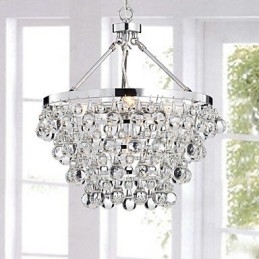 Lampadario classico in cristallo cromato a 3 livelli