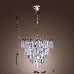 Lampadario a sospensione in cristallo moderno 3-5 luci 40 x 40 x 35 cm