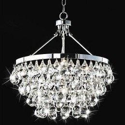 Lampadario classico in cristallo cromato a 3 livelli