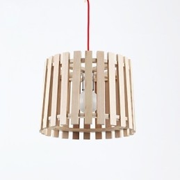 Lampada a sospensione mini moderna contemporanea in legno/bambù gialla 2 lampadine E26/E27